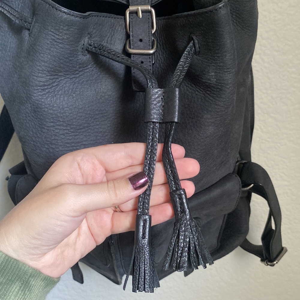 Rebecca Minkoff Leather Black Pebble Drawstring Backpack Purse “Alice” - Picture 4 of 13